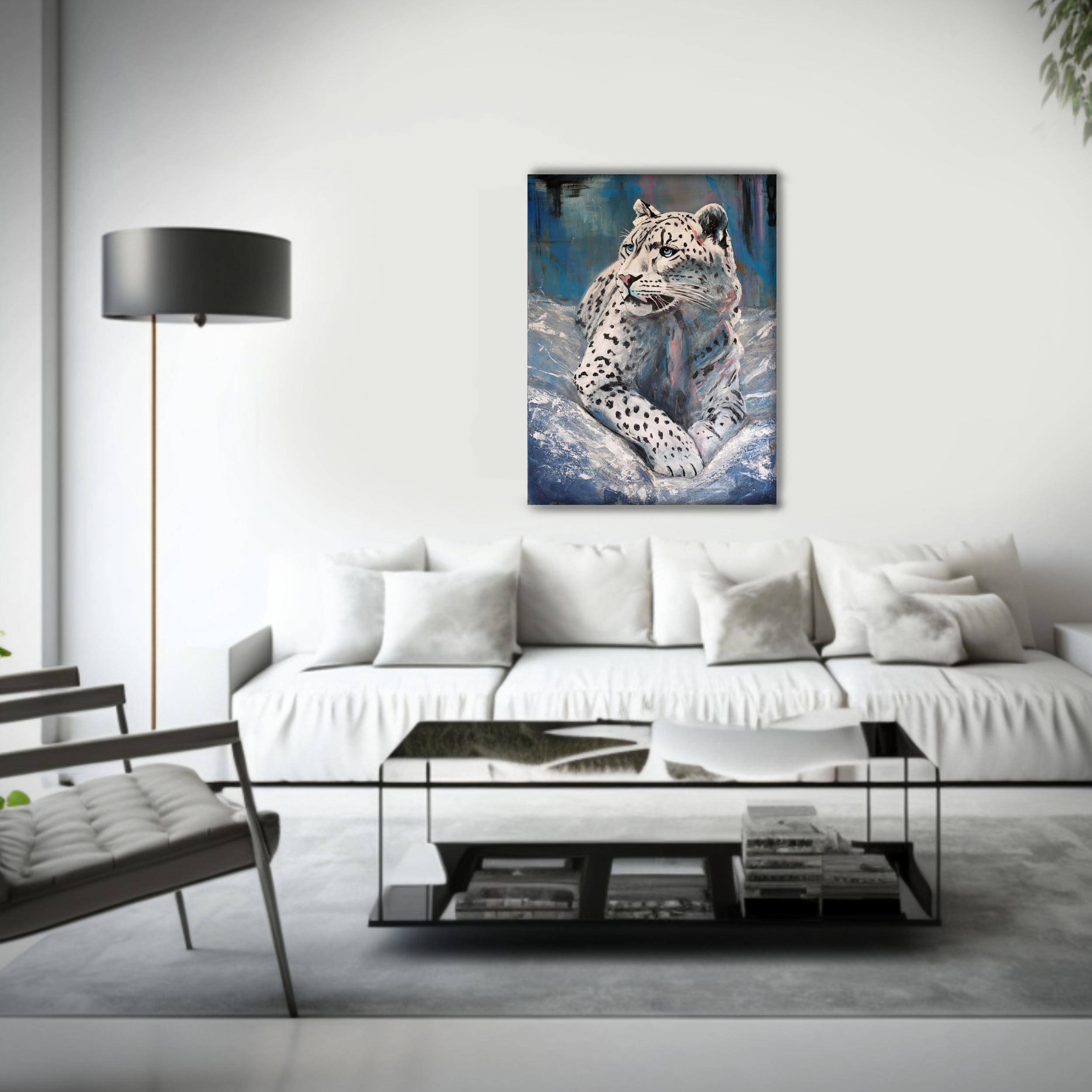 Snow Leopard Painting - Acrylic paint on canvas