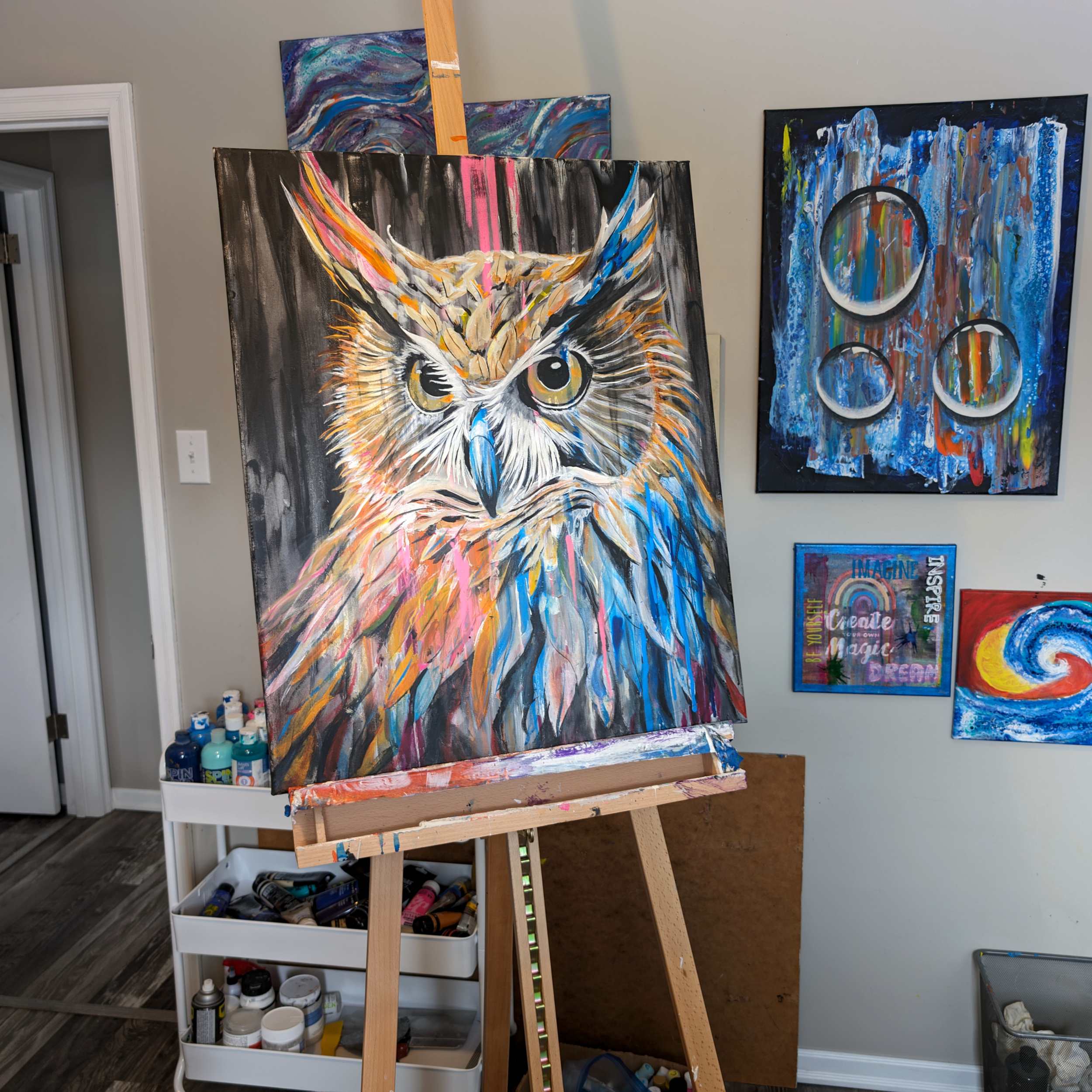 Owl Painting - Acrylic paint on canvas