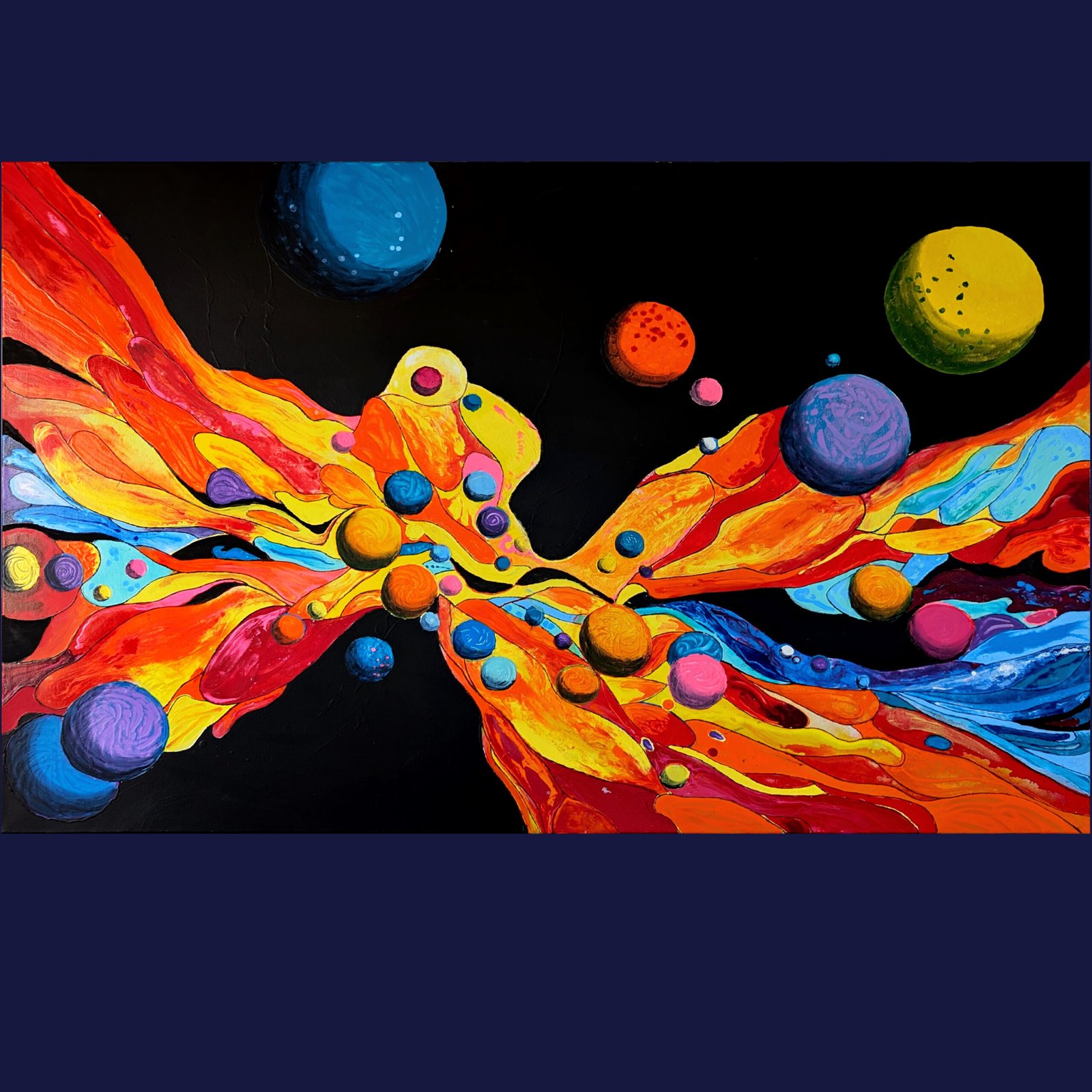 Floating Planets - Acrylic paint on canvas