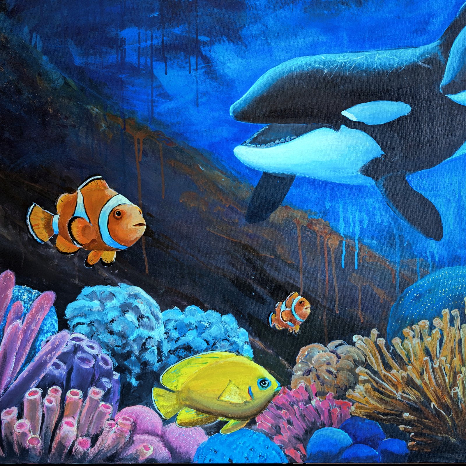 Orca Whales - Acrylic paint on canvas