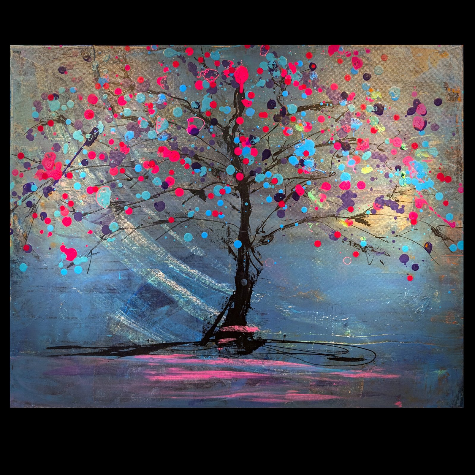 Pink Blue Tree - Acrylic paint on canvas